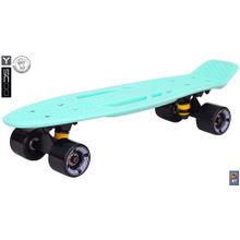 405-A Скейтборд Y-SCOO Skateboard Fishbone с ручкой 22" винил 56,6х15 с сумкой AQUA black