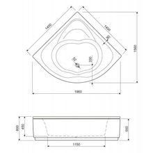 Акриловая ванна Cezares CETINA-150-150-41 1500x1500x410