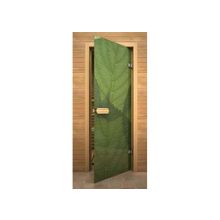 Дверь для сауны "Акма" 0,7х1,9 стекло "Зеленые листья"