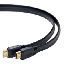 Кабель HDMI 19M-19M V1.4, 1.0 м, плоский, черный, позол. разъемы, Gembird Cablexpert (CC-HDMI4F-1M)