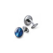 03115 - Запонки HELIOS Sunburst круглые гильошированные  синие нержавеющая сталь