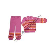 Комплект вязаный: кофта на молнии и штанишки, розовый