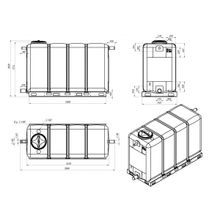 Емкость прямоугольная К 4000 с 3 патрубками в обрешетке