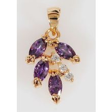 Кулон с аметистом "Кленовый лист"