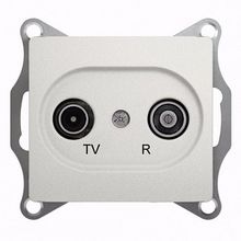 Розетка TV-FM GLOSSA, проходная, перламутр |  код. GSL000695 |  Schneider Electric