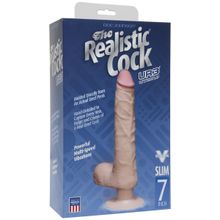 Doc Johnson Телесный вибромассажер The Realistic Cock ULTRASKYN Vibrating 7” Slim - 22,1 см. (телесный)