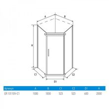 Душевое ограждение Erlit ER10110V-C1 (100x100x200)