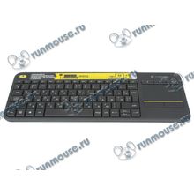Клавиатура Logitech "k400 Plus Wireless Touch Keyboard" 920-007147, 78+5кн., беспров., с сенсорной панелью, серый (USB) (ret) [131671]