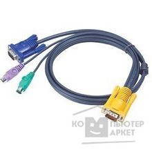 Aten 2L-5203P Кабель KVM PS 2 Kлав+мышь Male +HDB15 Male <-> SPHD15 Male 3,0м., тонкий, черный.