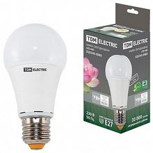 Лампа светодиодная А60 - 7 Вт-220 В -3000 К–E27 |  код. SQ0340-0080 |  TDM