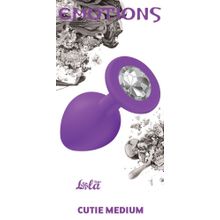 Lola toys Средняя фиолетовая анальная пробка Emotions Cutie Medium с прозрачным кристаллом - 8,5 см. (прозрачный)
