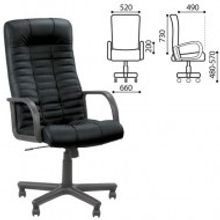 Кресло для руководителя, офисное Atlant", кожа, черное "