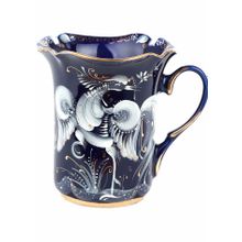 Бокал в кобальте "Птица". Гжельский фарфор. арт. 2785