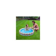 Детский бассейн надувной круглый с двумя кольцами Радуга  (диам.131 см)