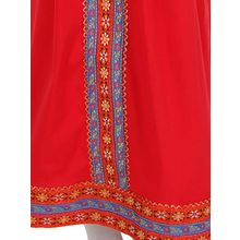 Русский народный костюм для девочки хлопковый комплект красный "Дуняша": сарафан и блузка, 1-6 лет