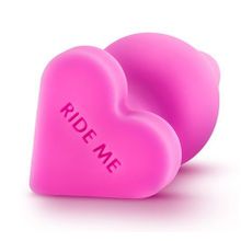 Розовый анальный плаг с основанием-сердечком NAGHTIER CANDY HEART RIDE ME - 10,6 см. Розовый
