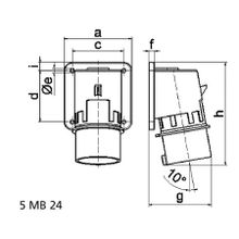 Bals Вилка настенная Bals 261 230 В 16 А 3 полюса IP44 винтовые клеммы серо-синяя
