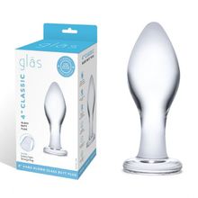 Прозрачная округлая анальная пробка Classic Glass Butt Plug - 10 см. прозрачный