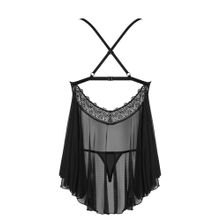 Эротичная сорочка с кружевными вставками L-XL Черный
