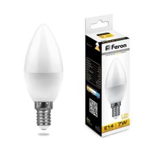 Feron Лампа светодиодная Feron E14 7W 2700K Свеча Матовая LB-97 25475 ID - 234979