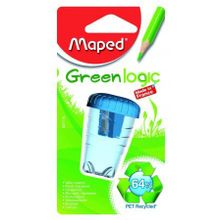 Точилка пластиковая 1 отверстие GREEN LOGIC с прозрачным контейнером MAPED