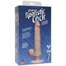 Телесный вибромассажер The Realistic Cock ULTRASKYN Vibrating 7” Slim - 22,1 см. телесный