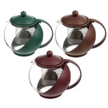 Чайник заварочный с сеточкой, 1250мл, стекло, пластик, 3 цвета