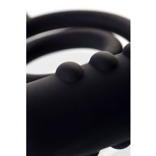 Чёрное эрекционное кольцо с вибростимулятором и анальным хвостом Черный
