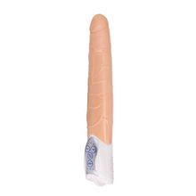 Seven Creations Телесный вибратор Long John Realistic Thrusting Vibrator с функцией толкания - 20 см. (телесный)