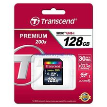 Карта памяти SDXC 128Гб Transcend Cl-10 UHS-1 (30 Mb s)