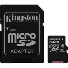 Карта памяти micro SDXC 64Gb Kingston Class 10 UHS-I + ADP 45 10 Mb s