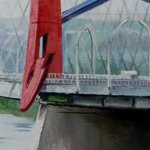Картина на холсте маслом "Бугринский мост"