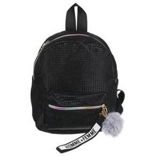 Рюкзак мини, 28x23x10см, 1 отд, 3 карм,фактурный материал с блестками,брелок,радужные молнии,4цв 4 цвета