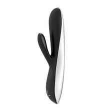 Черный перезаряжаемый вибратор типа rabbit E5 - 19 см.  Черный