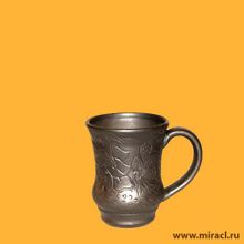 Чашка керамическая 0,2л декорированная гончарная чернолощеная