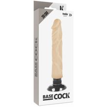 Телесный вибратор на присоске Basecock Realistic Vibrator 2in1 - 20 см. (телесный)