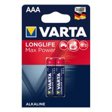 Батарейка AAA VARTA LR03 2BL LONGLIFE Max Power, щелочная, 2 шт, в блистере (4703)