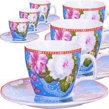 24757 Коф наб. 12пр 80мл кост фарф РОЗЫ LR (х12) (24757)