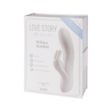 Белый вибратор Love story White Rabbit с клиторальным зайчиком - 21 см. Белый