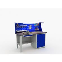 Верстак Expert W160.WS1 F2.000 (одинарный экран, светодиодное освещение, доп. ящик с нагрузкой 30 кг, покрытие оцинк. сталью 1,5 мм)