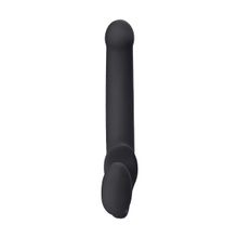  Черный безремневой страпон Silicone Bendable Strap-On L