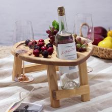 Столик-поднос для вина в форме сердца Adelica, с менажницей и складными ножками, на 2 персоны, d=30×2,8 см, берёза