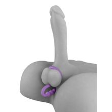 Pipedream Фиолетовое эрекционное кольцо Ball Cinch with Anal Bead с анальной цепочкой (фиолетовый)