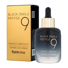 Сыворотка омолаживающая ампульная с комплексом из 9 пептидов FarmStay Black Snail & Peptide9 Perfect Ampoule 35мл