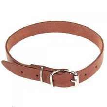 Ошейник кожаный тисненый однослойный - 35 см, коричневый