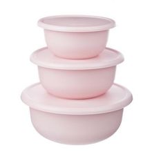 Набор мисок с крышкой, 3шт (1,2л, 2,1л, 3,2л), пластик, 3 цвета