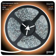 Gauss Светодиодная влагозащищенная лента Gauss 7,2W m 30LED m 5050SMD теплый белый 5M 311000107 ID - 261590