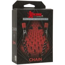 Doc Johnson Зажимы для сосков Kink Nipple Clips with Heavy Chain and Silicone Tips (черный с красным)