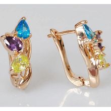 Серьги с mix фианитом "Трилистник"