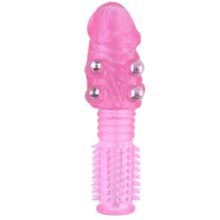 Toyfa Basic Стимулирующая розовая насадка с шишечками и шипами - 13,5 см. (розовый)